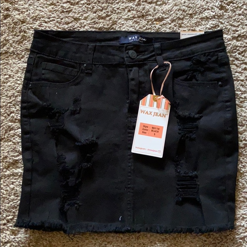 Wax Jean black denim skirt